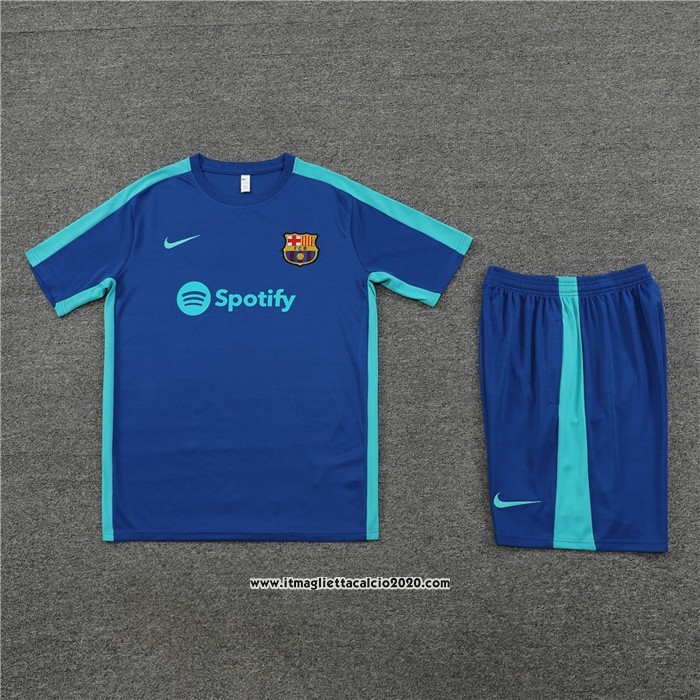 Tuta da Track FC Barcellona Manica Corta 2023 2024 Blu - Pantalon Corto